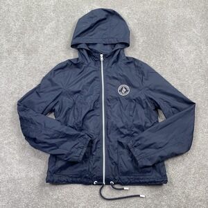 Abercrombie & Fitch Jacket Womens Large Navy Blue Hooded Windbreaker Lightweight